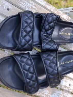 Madden Girl Quilted Black Slide Sandals